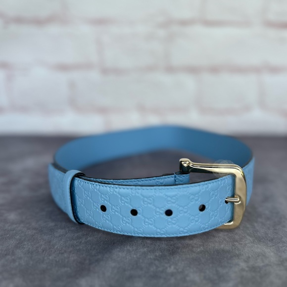 Authentic Gucci Microguccissima Embossed Light Blue Leather Belt 281548 75/30 - Picture 1 of 6